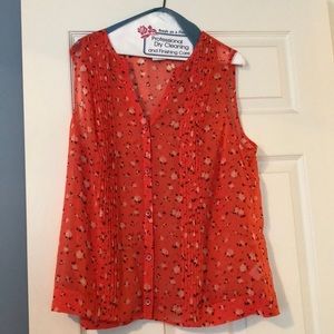 Cabi Sheer Sleeveless Shirt with Flowers